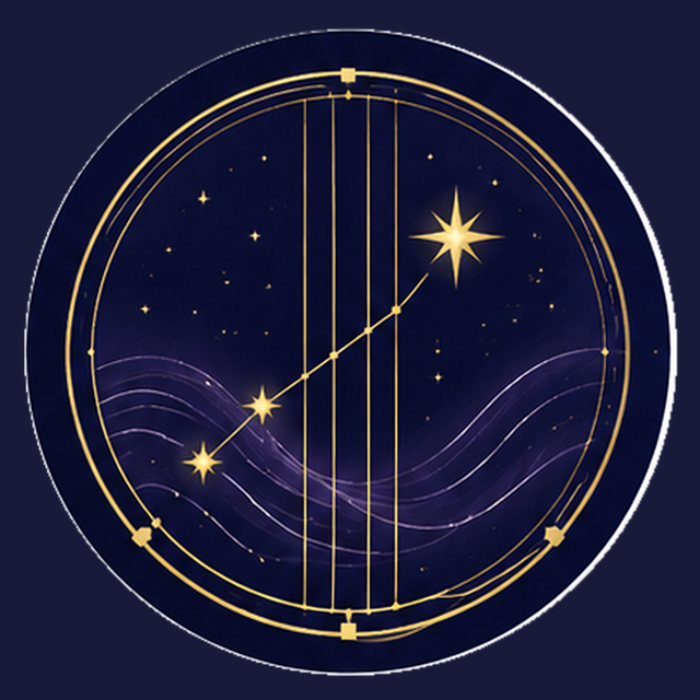 竪琴と Vega、夜空の星々と弦が交差する Lyra Signs のメダル